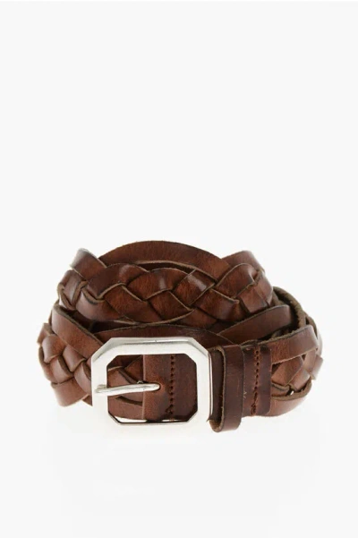 Dsquared2 Woven Leather Belt 50mm In Brown
