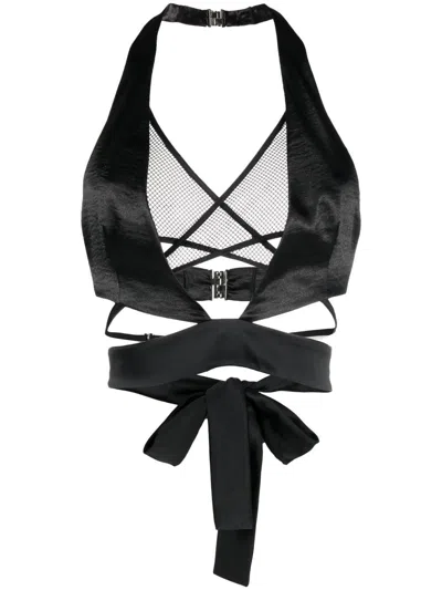 Dsquared2 Wrap-around Halter-neck Top In Black