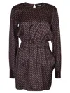 Dsquared2 Wrap Ls Mini Dress Dress In Nero