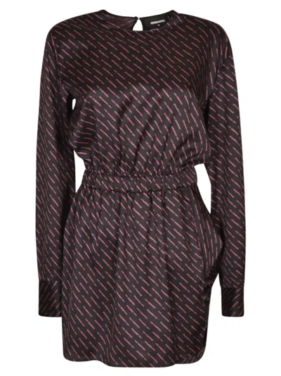Dsquared2 Wrap Ls Mini Dress Dress In Multi