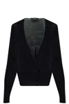 Dsquared2 Wrap-style Black Viscose Sweater With Deep V-neckline In Black