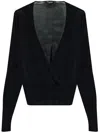 Dsquared2 Wrap-style Black Viscose Sweater With Deep V-neckline In Black