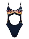 Dsquared2 Multicolour Cut-out Bodysuit Adjustable Straps In Blue