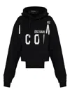 Dsquared2 Asymmetric Hem Cropped Hoodie Drawstring In Black