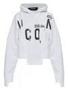 Dsquared2 Asymmetric Hem Cropped Hoodie Drawstring In White
