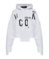 Dsquared2 Asymmetric Hem Cropped Hoodie Drawstring In White