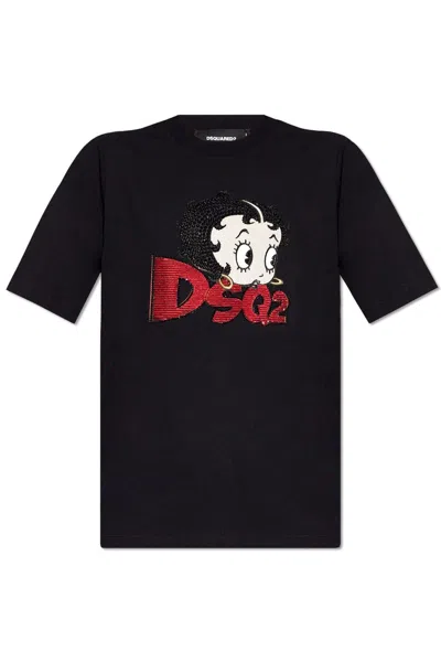 Dsquared2 X Betty Boop Cotton T-shirt In Black