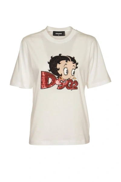 Dsquared2 X Betty Boop Sequin Embellished T In White