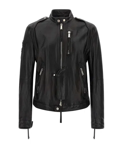 Dsquared2 X Ducati Capsule Leather Jacket Puffer Jackets Black