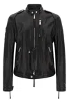 Dsquared2 Ducati X D2 Black Jacket With Mandarin Collar And Logo Embossed On The Back In Leather Man In Black
