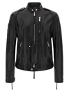 Dsquared2 Ducati X D2 Black Jacket With Mandarin Collar And Logo Embossed On The Back In Leather Man In Black