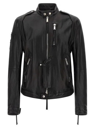 DSQUARED2 DSQUARED2 X DUCATI CAPSULE LEATHER JACKET PUFFER JACKETS BLACK