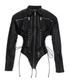 Dsquared2 X Ducati Laced Leather Biker Bodysuit In Black