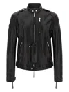 Dsquared2 Ducati X D2 Black Jacket With Mandarin Collar And Logo Embossed On The Back In Leather Man In Black