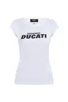 Dsquared2 X Ducati Logo Printed Crewneck T-shirt In White
