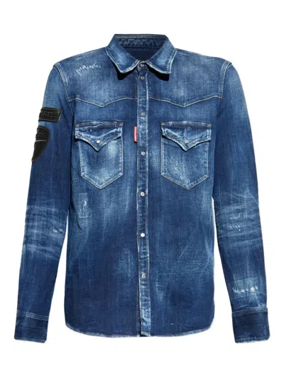 Dsquared2 X Ducati Patch Pocket Shirt In Blue