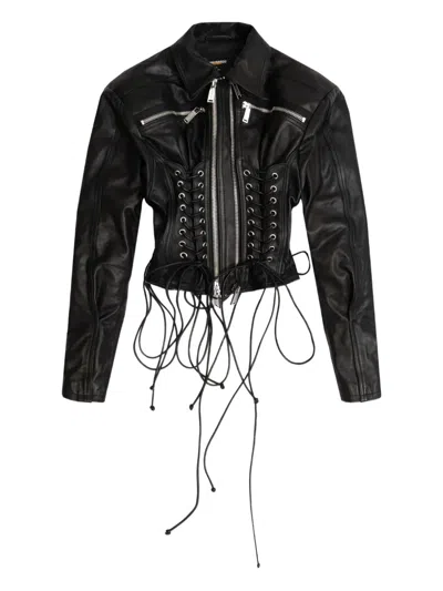 Dsquared2 X Ducati Zip Lace-up Jacket In Black