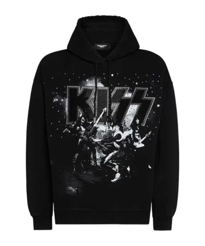 Dsquared2 X Kiss Embellished Graphic Hoodie In Black