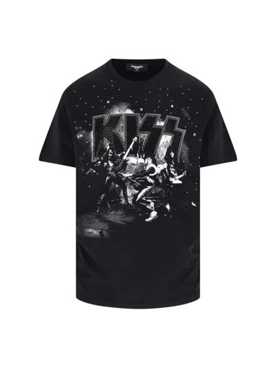 Dsquared2 X Kiss T-shirt Cigarette Fit In Black