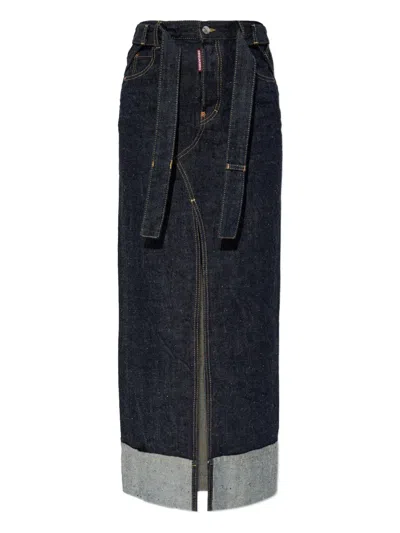 Dsquared2 X Magliano Belted Midi Skirt In Blue