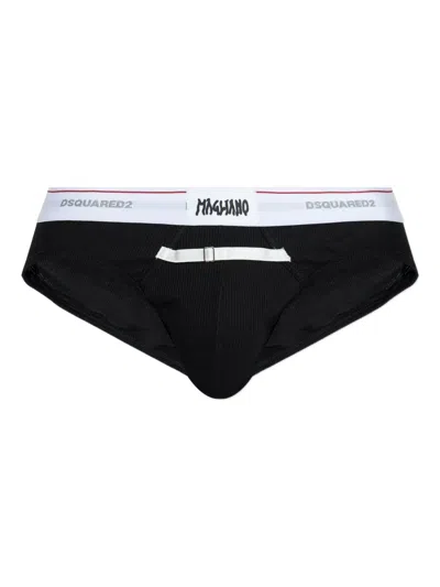 Dsquared2 X Magliano Buckle-detail Briefs In Black