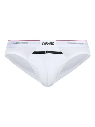 Dsquared2 X Magliano Buckle-detail Briefs In White