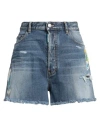Dsquared2 X The Smurfs Woman Denim Shorts Blue Size 4 Cotton, Elastane In Blue