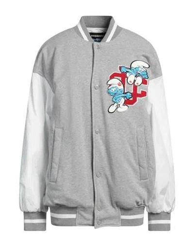 Dsquared2 X The Smurfs Woman Jacket Light Grey Size 8 Cotton, Polyamide