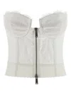 Dsquared2 Off-the-shoulder Bustier Top With Lace And Tulle Detailing In White