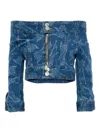 Dsquared2 X Vaquera Off-shoulder Zip-fastening Jacket In Blue