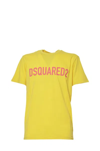 Dsquared2 Yellow Cotton Cool T-shirt With Logo Print