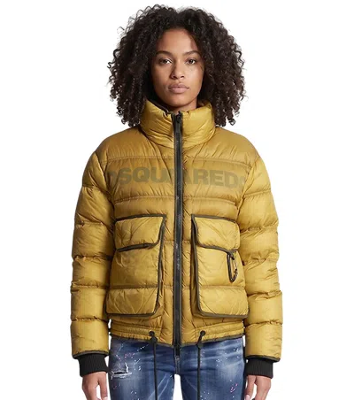 Dsquared2 Yellow Logo Logo Jacket In Gold