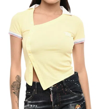 Dsquared2 Yellow Logo Shirt Collar Top