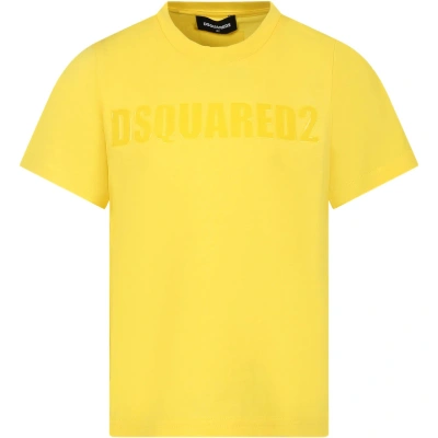 Dsquared2 Kids' Yellow T-shirt For Boy With Logo