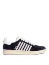 Dsquared2 Navy Blue Velvet Low-top Sneakers In Azul