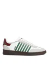 Dsquared2 White Leather Sneakers With Side Stripe Detailing In Multi