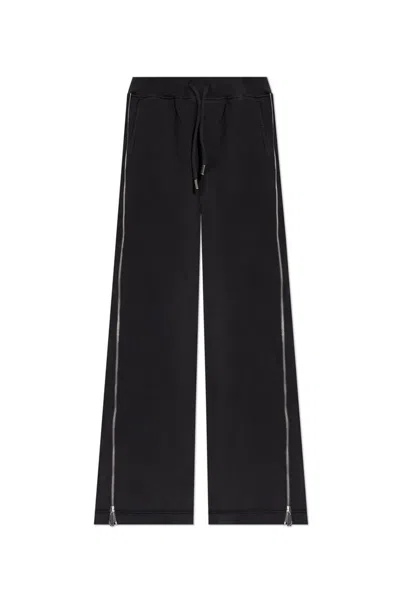 Dsquared2 Side-zipped Cotton Palazzo Pants In Black