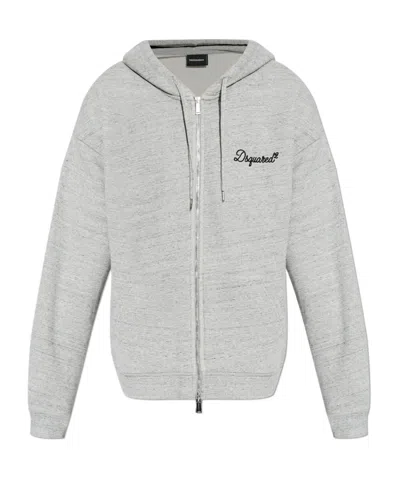 Dsquared2 Zip-fastening Logo-embroidered Hoodie In Multi