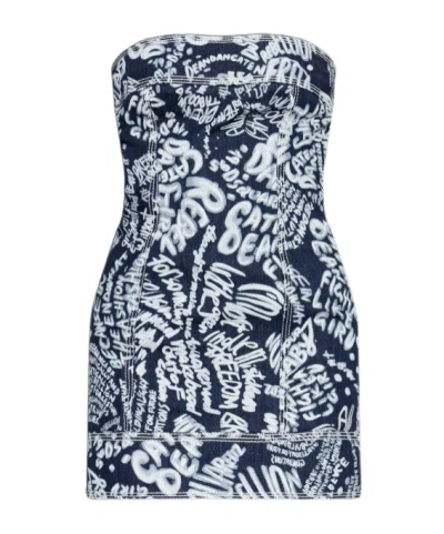 Dsquared2 Zip-fastening Mini Denim Dress In Blue