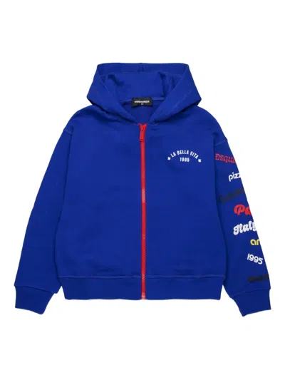 Dsquared2 Kids' Zip Hooded Sweatshirt In Blue