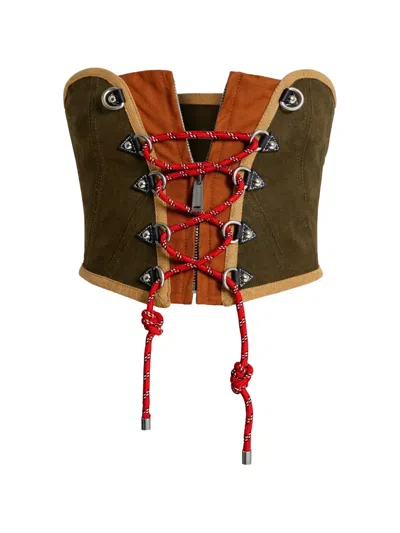 Dsquared2 Zip Lace-up Top In Green