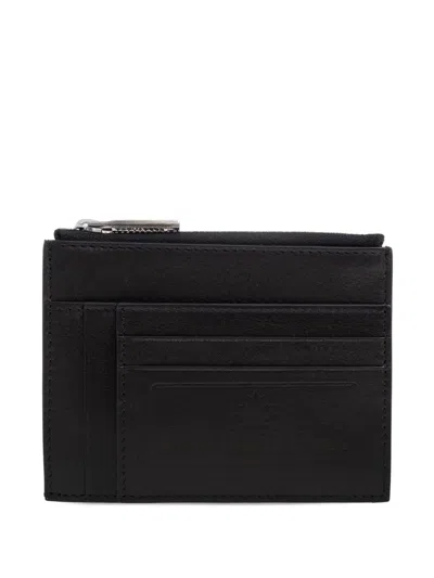 Dsquared2 Zip-top Leather Cardholder In Black