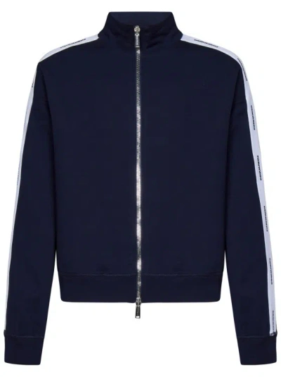 Dsquared2 Zip-up Blue Cotton Fleece Track Jacket