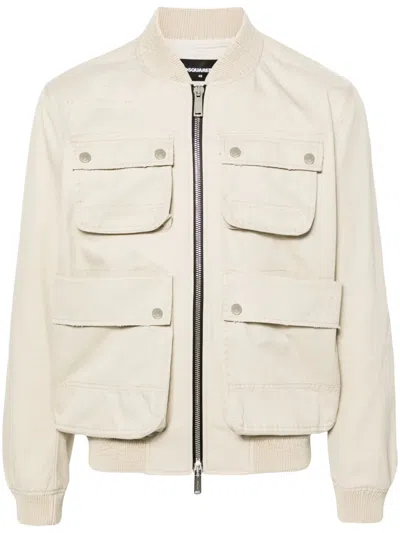 Dsquared2 Zip-up Cotton Bomber Jacket In Neutrals