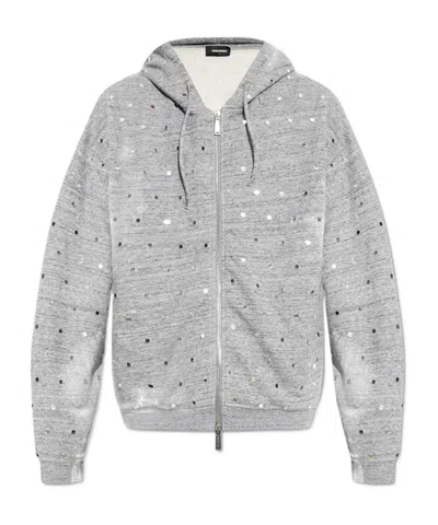 DSQUARED2 DSQUARED2 DISTRESSED STUD EMBELLISHED HOODIE