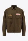 Dsquared2 Embroidered Patch Zip-up Jacket In Brown
