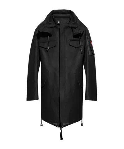 Dsquared2 Zip-up Hooded Coat In Black