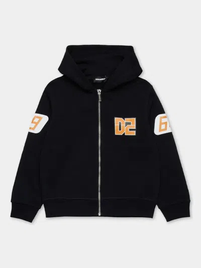 Dsquared2 Kids' Zip-up Hoodie In Black