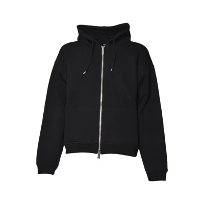 Dsquared2 Zip-up Hoodie With Bold Graphic And Drawstring Hood In Black