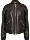 Dsquared2 Zip-up Leather Bomber Jacket In Black